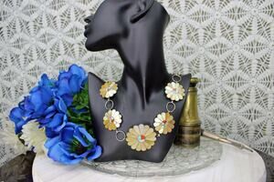 Vintage Zuni Sunface Multi-Stone Inlay Sterling Silver Necklace